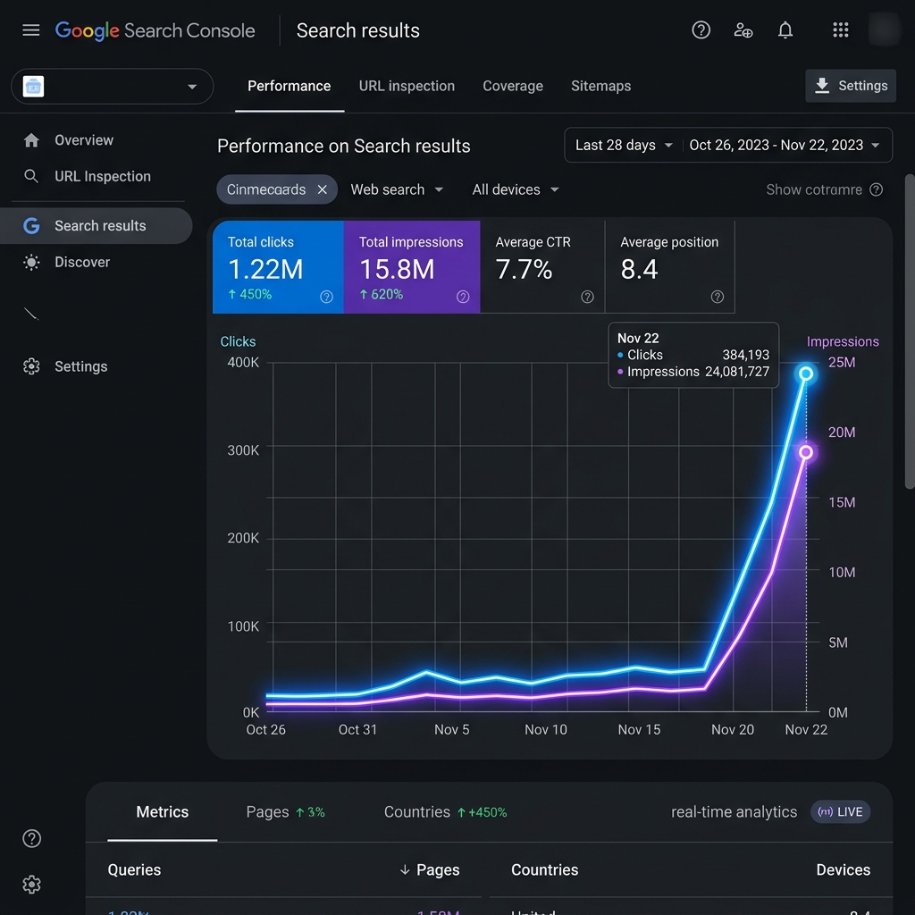 Google Search Console Organic Traffic Growth